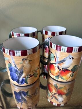 Set of 4 Decorative Ceramic Mugs from the Lenox Winter Greetings Collection